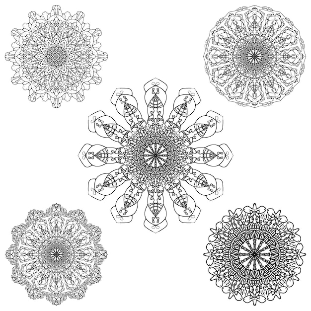 Página para colorear de conjunto de mandalas. vector mandala eps e imagen