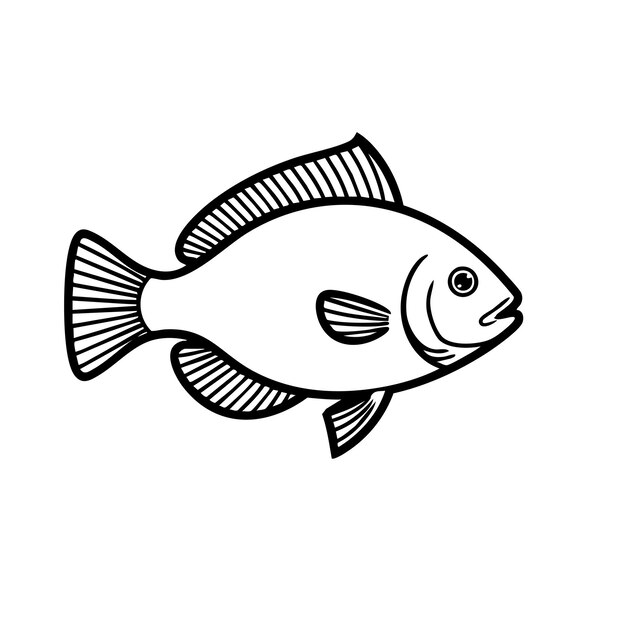 Página para colorear contorno detallado de peces para actividades creativas y educativas para niños