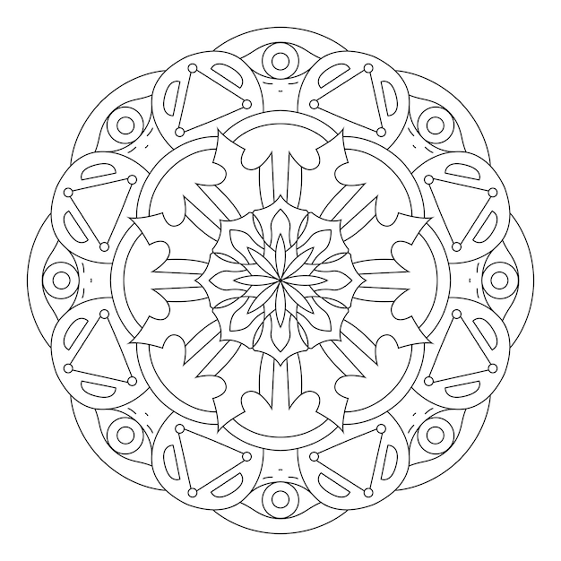 Página para colorear de contorno de mandala. el adorno redondo se puede utilizar como fondo de meditación