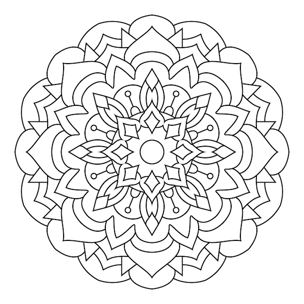 Página para colorear con contorno de mandala. ilustración de diseño de patrón de encaje decorativo vectorial