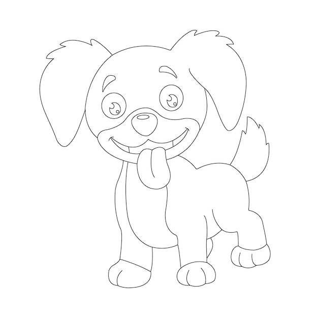 Página para colorear de contorno de perro cachorro lindo para niños página para colorear de animales