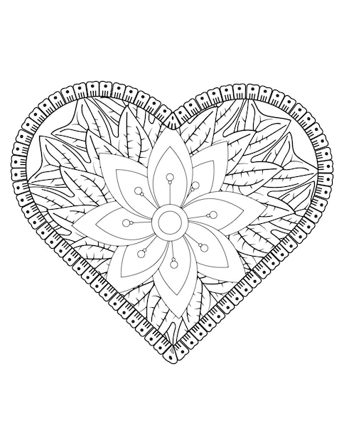 Vector página para colorear de corazón para adultos y niños. me encanta colorear vector. diseño de patrón de san valentín. amar el arte