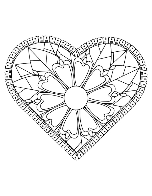 Página para colorear de corazón para adultos y niños. me encanta colorear vector. diseño de patrón de san valentín. amar el arte