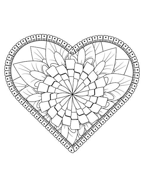 Página para colorear de corazón para adultos y niños. me encanta colorear vector. diseño de patrón de san valentín. enamorado