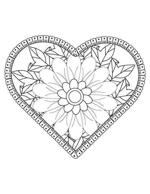 Página para colorear de corazón para adultos y niños. me encanta colorear vector. diseño de patrón de san valentín. enamorado