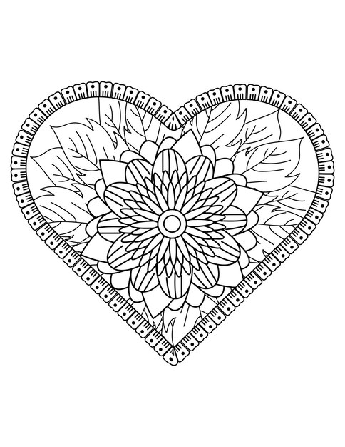 Vector página para colorear de corazón para adultos y niños. me encanta colorear vector. diseño de patrón de san valentín. enamorado