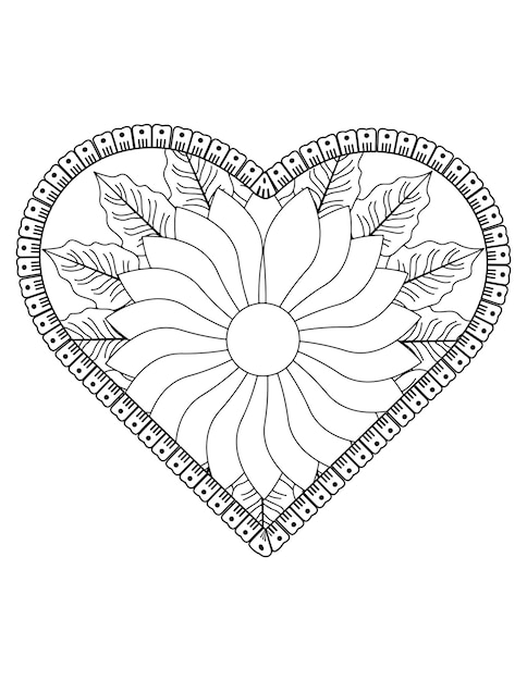 Página para colorear de corazón para adultos y niños. me encanta colorear vector. diseño de patrón de san valentín. enamorado