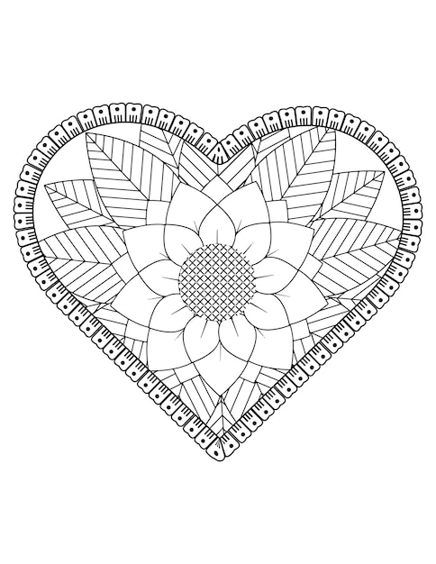 Página para colorear de corazón para adultos y niños. me encanta colorear vector. diseño de patrón de san valentín. enamorado