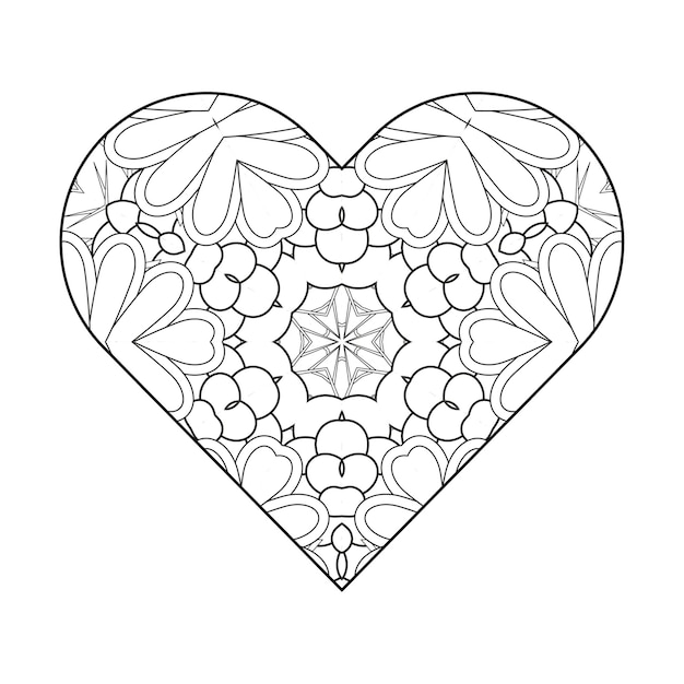 Página para colorear de corazón Página para colorear del día de San Valentín Página para colorear para adultos Libro para colorear para adultos