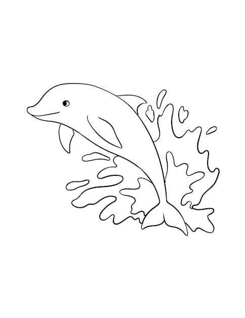 Página para colorear de delfines aislados para niños
