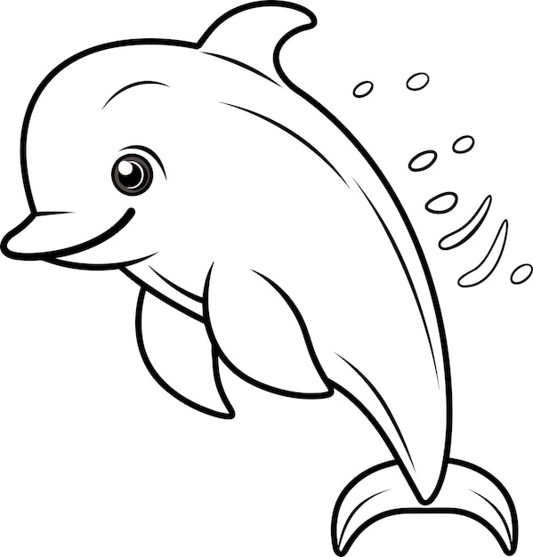 Página para colorear de delfines para niños ilustración de contorno vectorial