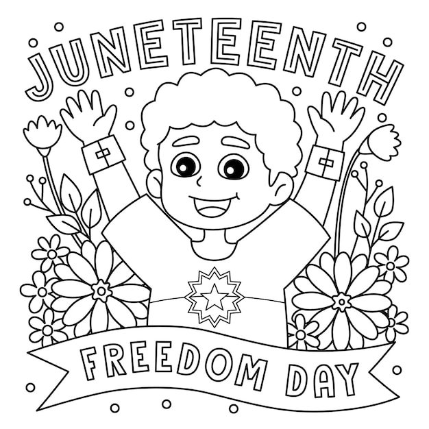 Vector página para colorear del día de la libertad de juneteenth para niños