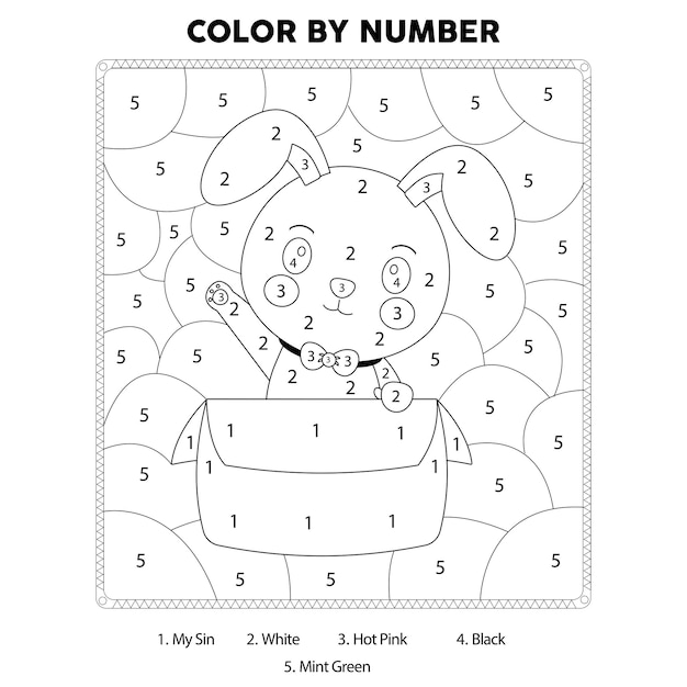 Página para colorear del día de Pascua por número - Impresión de Pascua por número