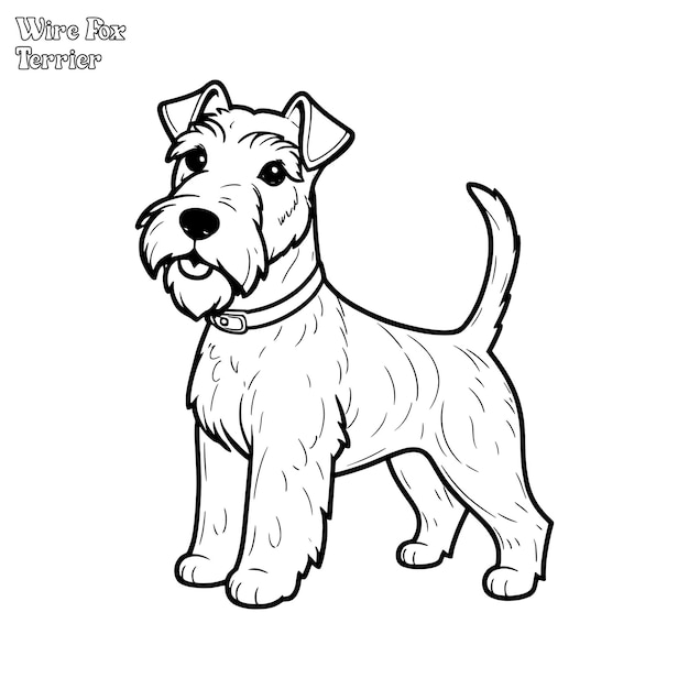 Página para colorear dibujada a mano por un perro y diseño vectorial de contorno