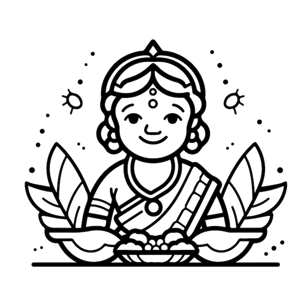 Vector página para colorear dibujo lineal día de krishna janmashtami