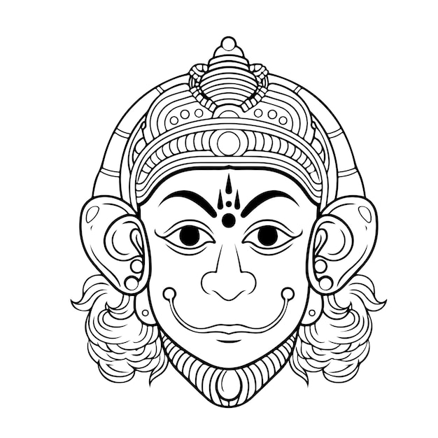 página para colorear dibujo lineal Feliz Hanuman Jayanti desea el día