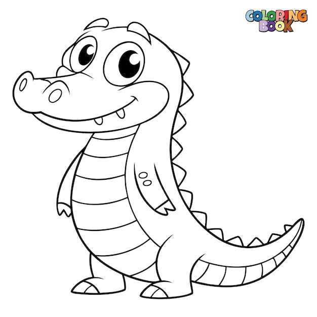 Página para colorear de dibujos animados de cocodrilo