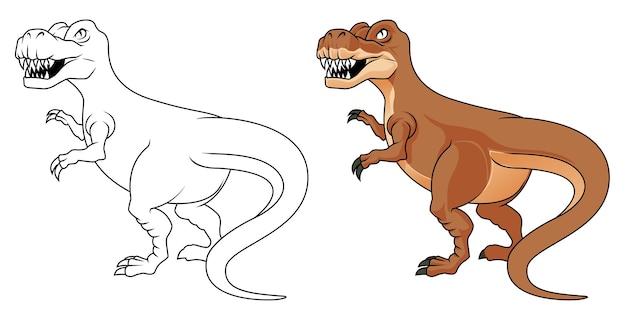 Página para colorear de dibujos animados de dinosaurios para niños | Vector Premium Página para colorear de dibujos animados de dinosaurios para niños | Vector Premium