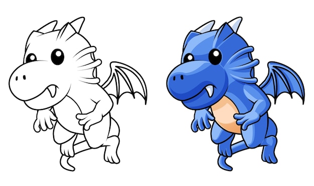 Página para colorear de dibujos animados lindo dragón para niños | Vector  Premium