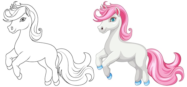 Página para colorear de dibujos animados lindo unicornio