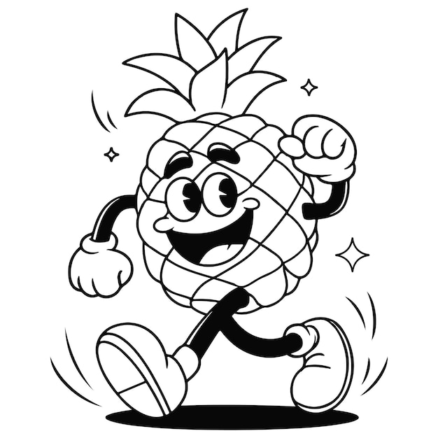 Página para colorear de dibujos animados de piña