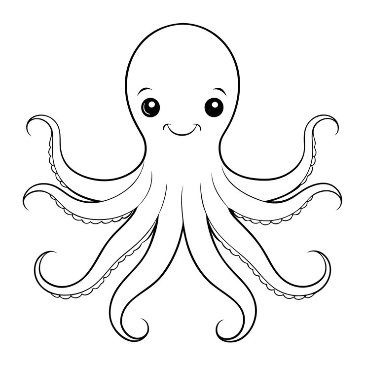 Página para colorear de dibujos animados de pulpo