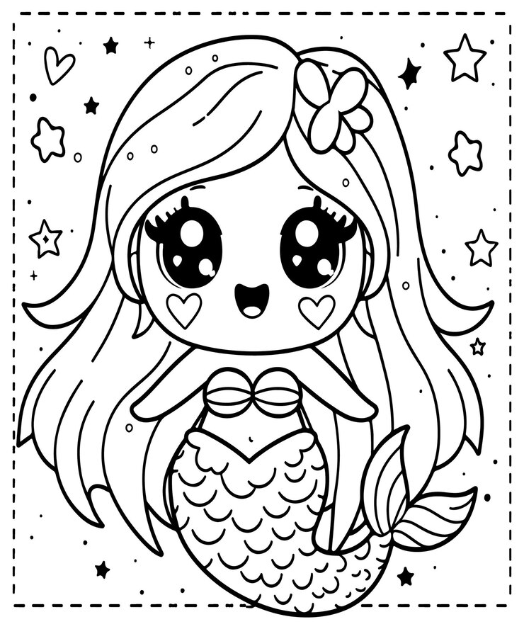 Página de colorear de dibujos animados de sirenas para niños
