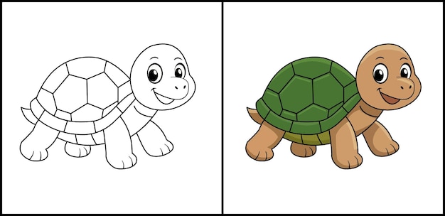 Página para colorear de dibujos animados de tortugas marinas para niños