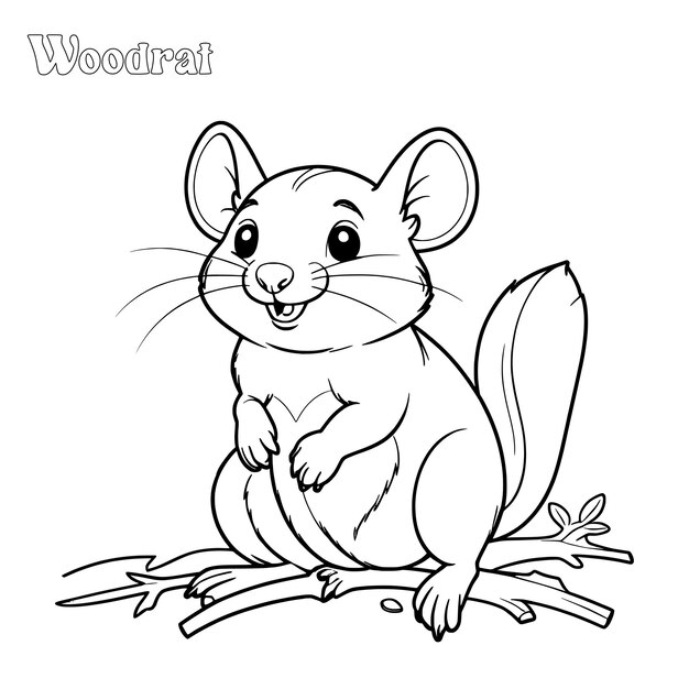 Página para colorear y diseño vectorial de contorno de Woodrat