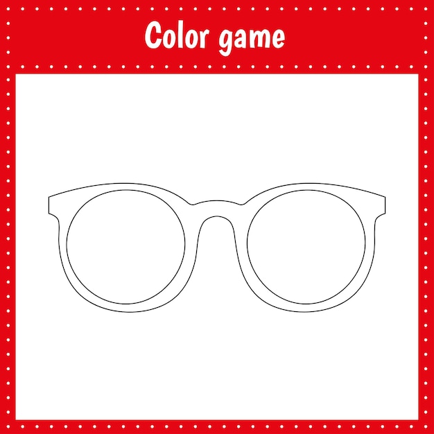 Página para colorear para la educación y la actividad de los niños gafas de color libro para colorear vector ilustración en blanco y negro sobre fondo blanco