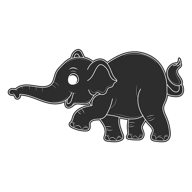 Página para colorear de elefante para niños Ilustración de contorno de elefante dibujado a mano