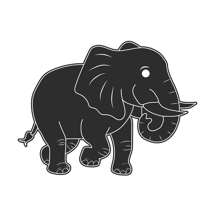Vector página para colorear de elefante para niños ilustración de contorno de elefante dibujado a mano
