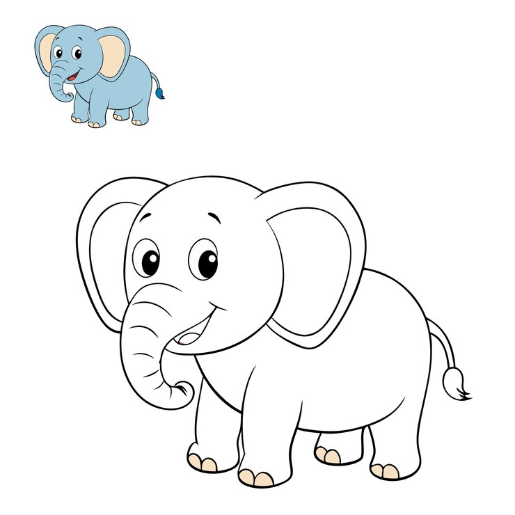 Una página para colorear de elefantes divertida y amigable para niños con contornos atrevidos y fáciles de colorear.