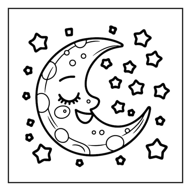 Página para colorear del espacio Kawaii para niños El espacio exterior más lindo de la galaxia