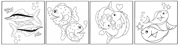 Página para colorear fácil de agrupar peces