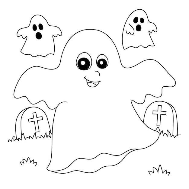 Página para colorear de fantasmas de Halloween para niños