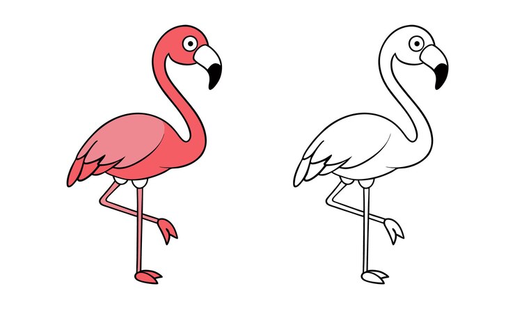 Vector página para colorear flamingo lindo para niños