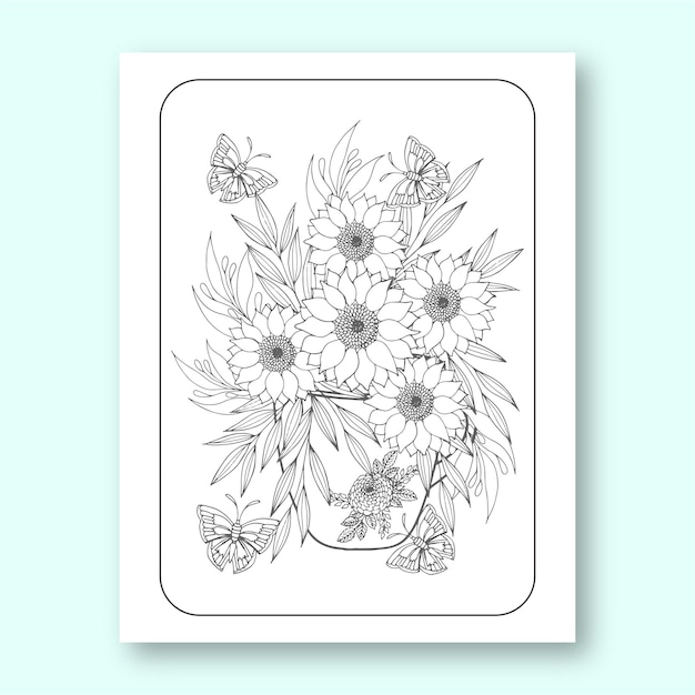 Vector página para colorear floral para adultos y niños