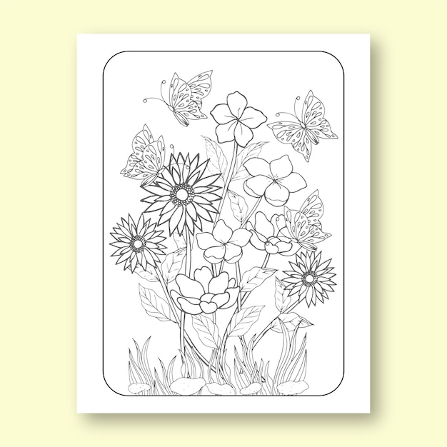Página para colorear floral para adultos y niños