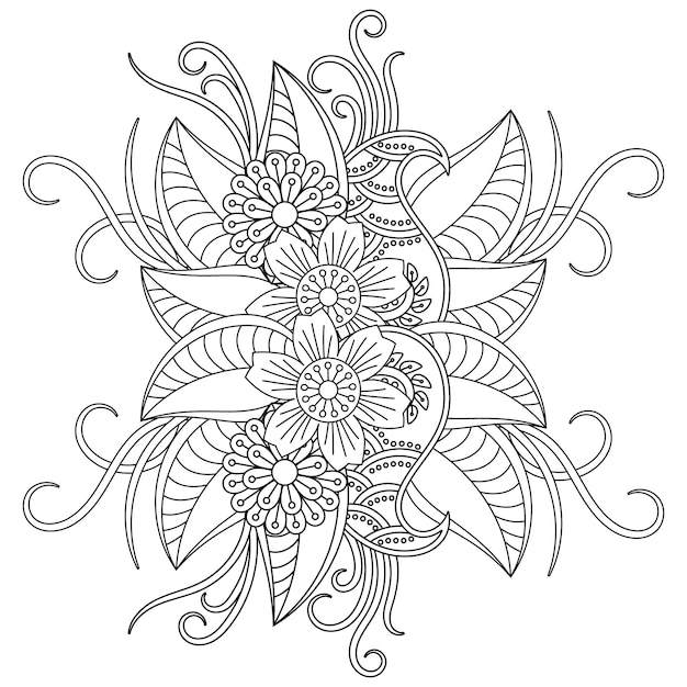 Página para colorear de flores dibujadas a mano