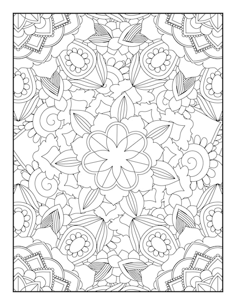 Página para colorear flores. Página para colorear de mandalas.