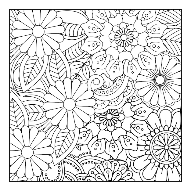 Página para colorear de flores