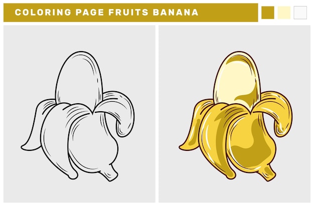 Página de colorear frutas dibujadas a mano Vector de plátano