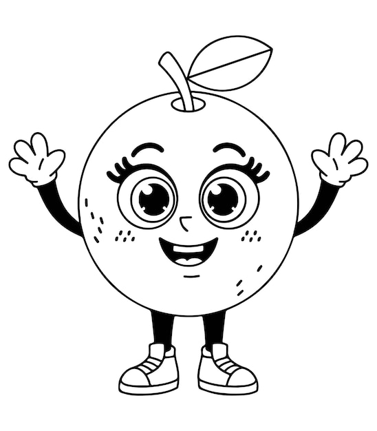 Página para colorear de frutas naranja de dibujos animados