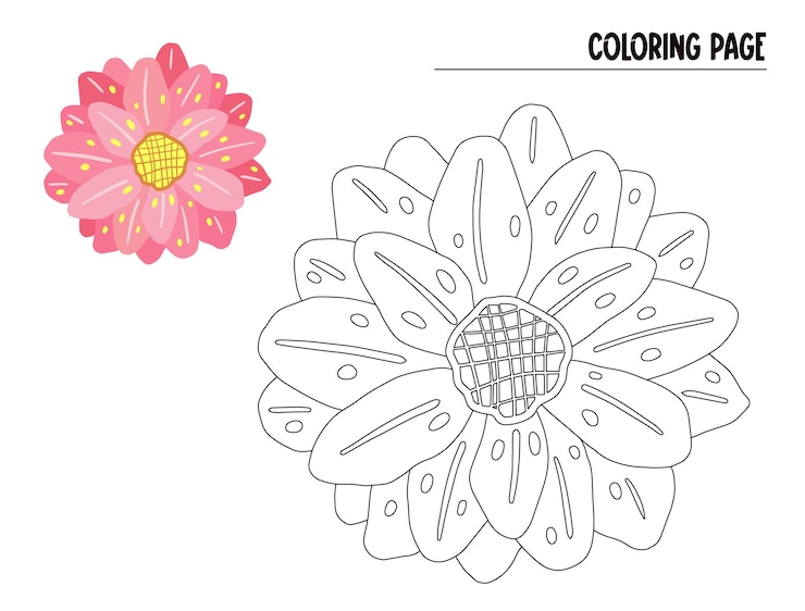 Vector página para colorear garabatos de flores vector dibujado a mano de un elemento floral aislado en blanco