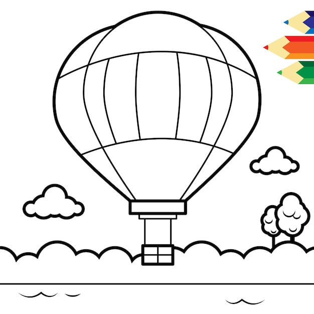 Página para colorear de globo de aire caliente