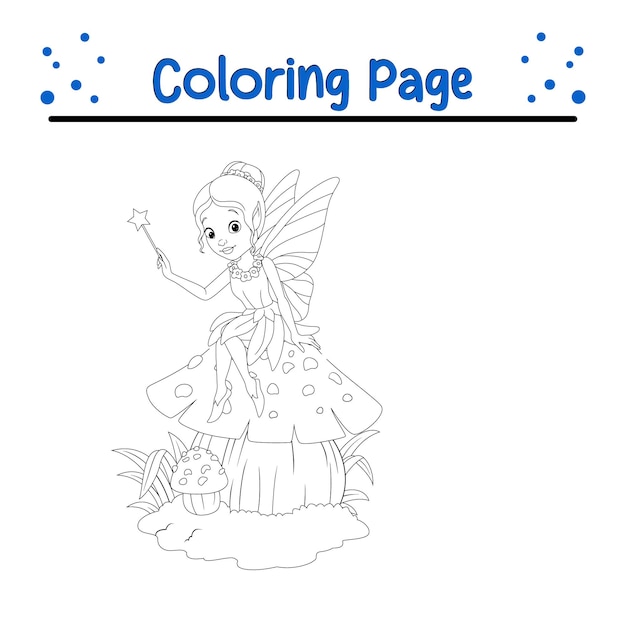 Página para colorear de hadas lindas sentadas con setas