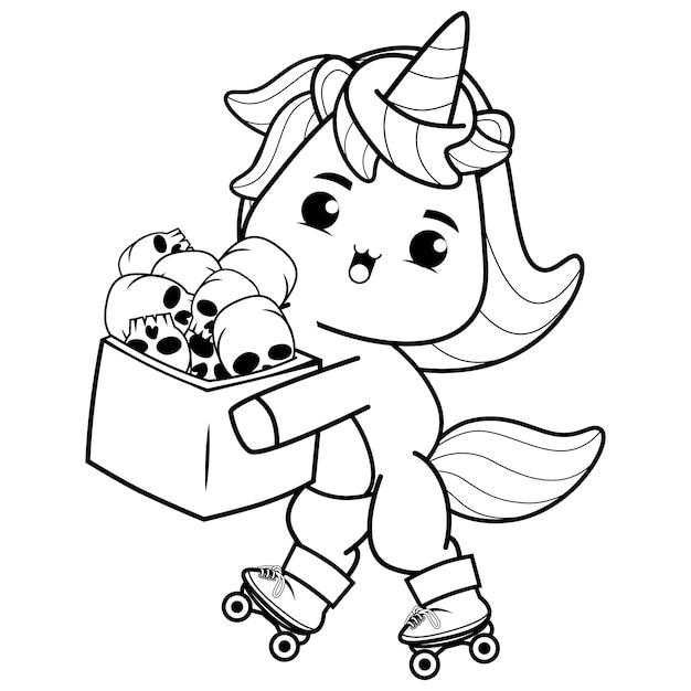 Página para colorear de Halloween con unicornio para niños