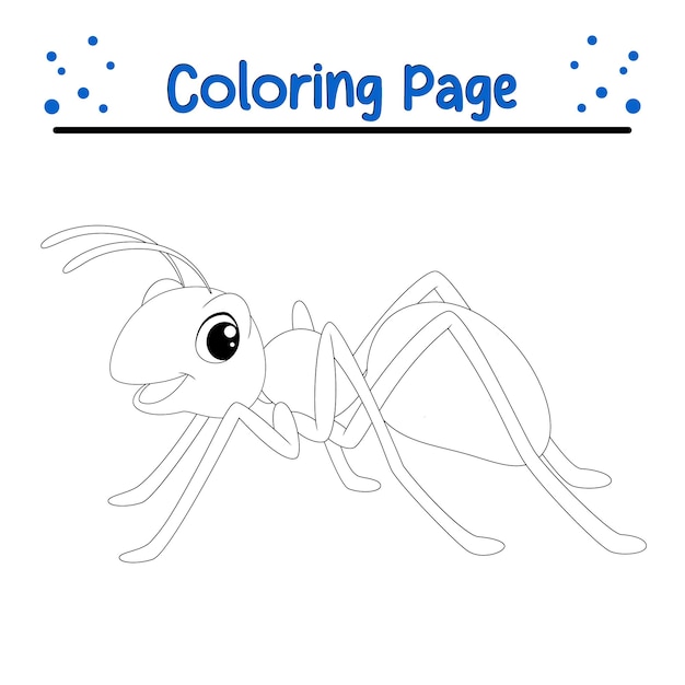 Página para colorear de Happy Ant para niños Libro para colorear de Bugs