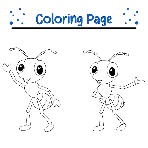 Página para colorear de Happy Ant para niños Libro para colorear de Bugs